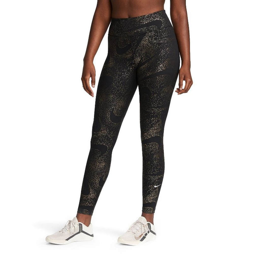 Nike One Dri-Fit Pro Sparkle Mid Rise Leggings Women’s Medium Metallic Gold